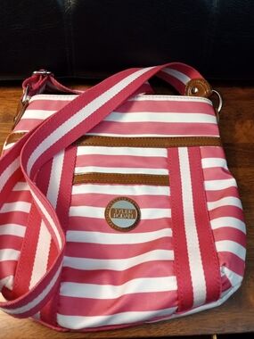 Tyler Rodan Pink and White Striped Crossbody Bag